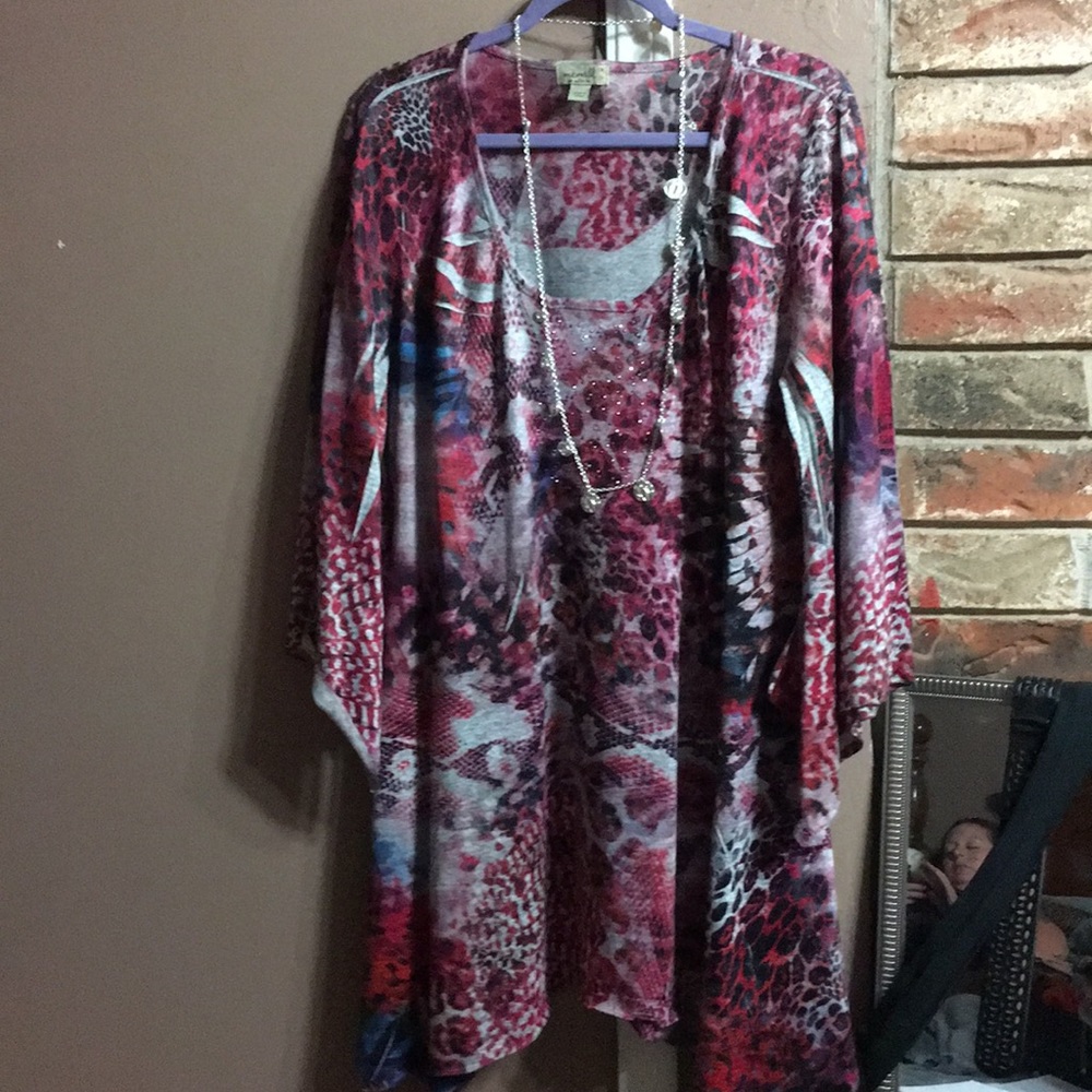 Red/pink animal print Boho tunic top